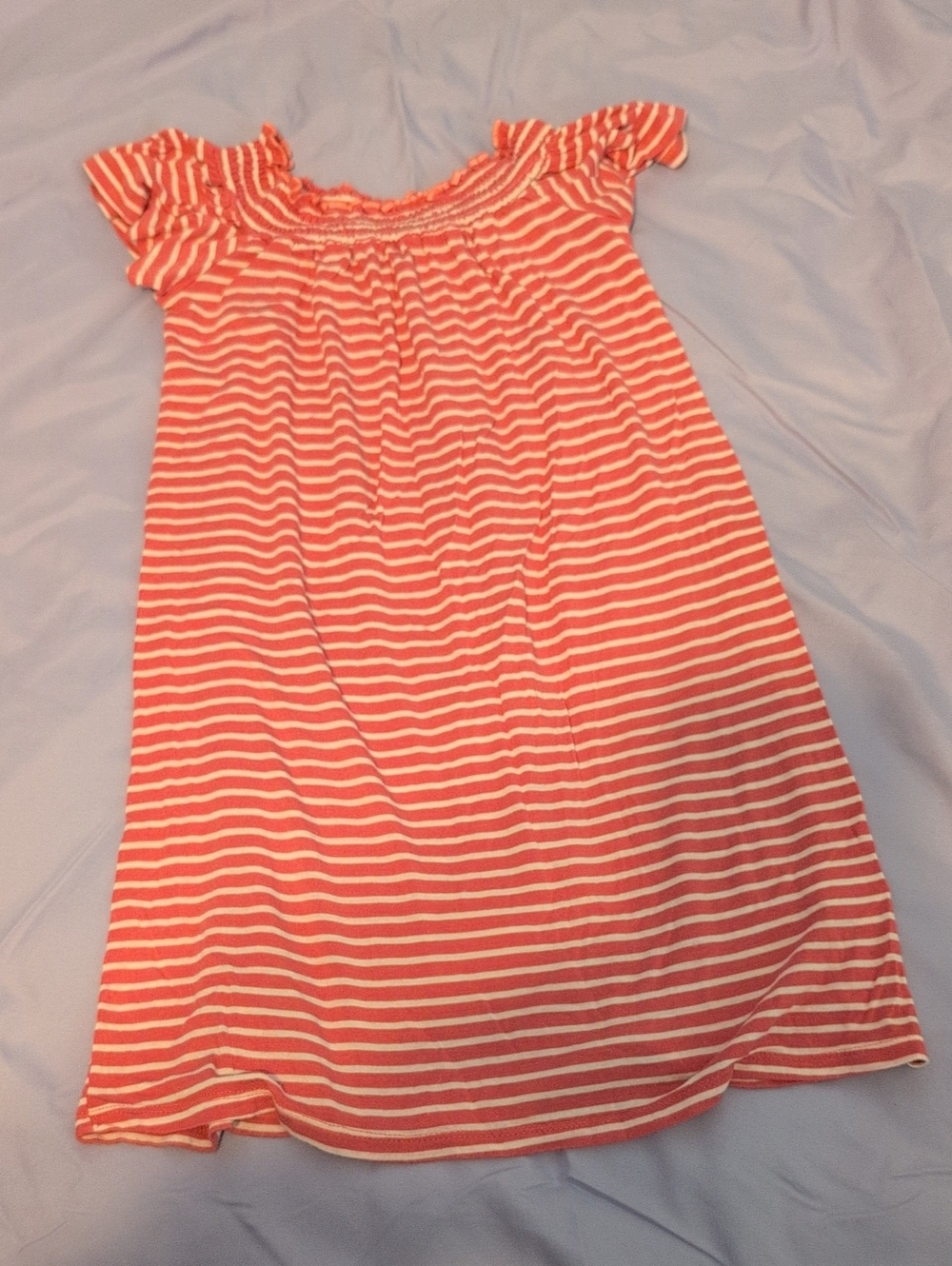 Striped Coral and White Girl's Top
